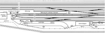 Lageskizze der ersten Drehscheibe am Sebnitzer Bahnsteig